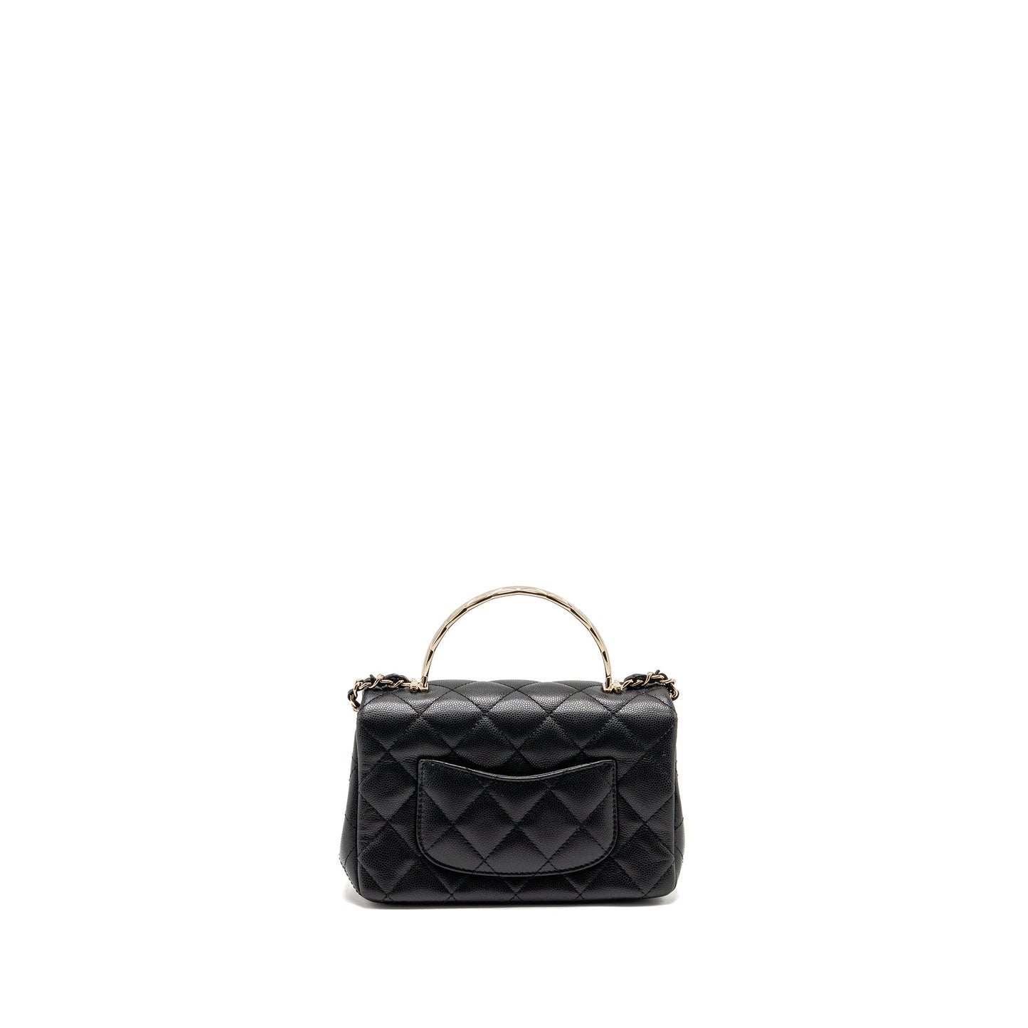 Chanel 25S Mini Coco Crush Handle Bag Caviar Black LGHW (Microchip)