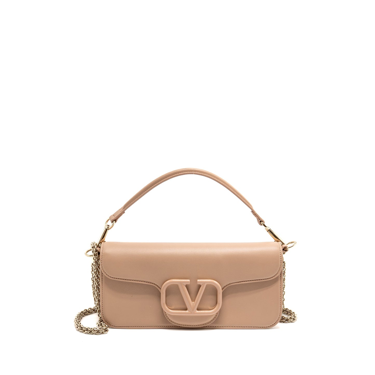 Valentino Garavani Vlogo Signature Shoulder Bag Calfskin Light Pink LGHW