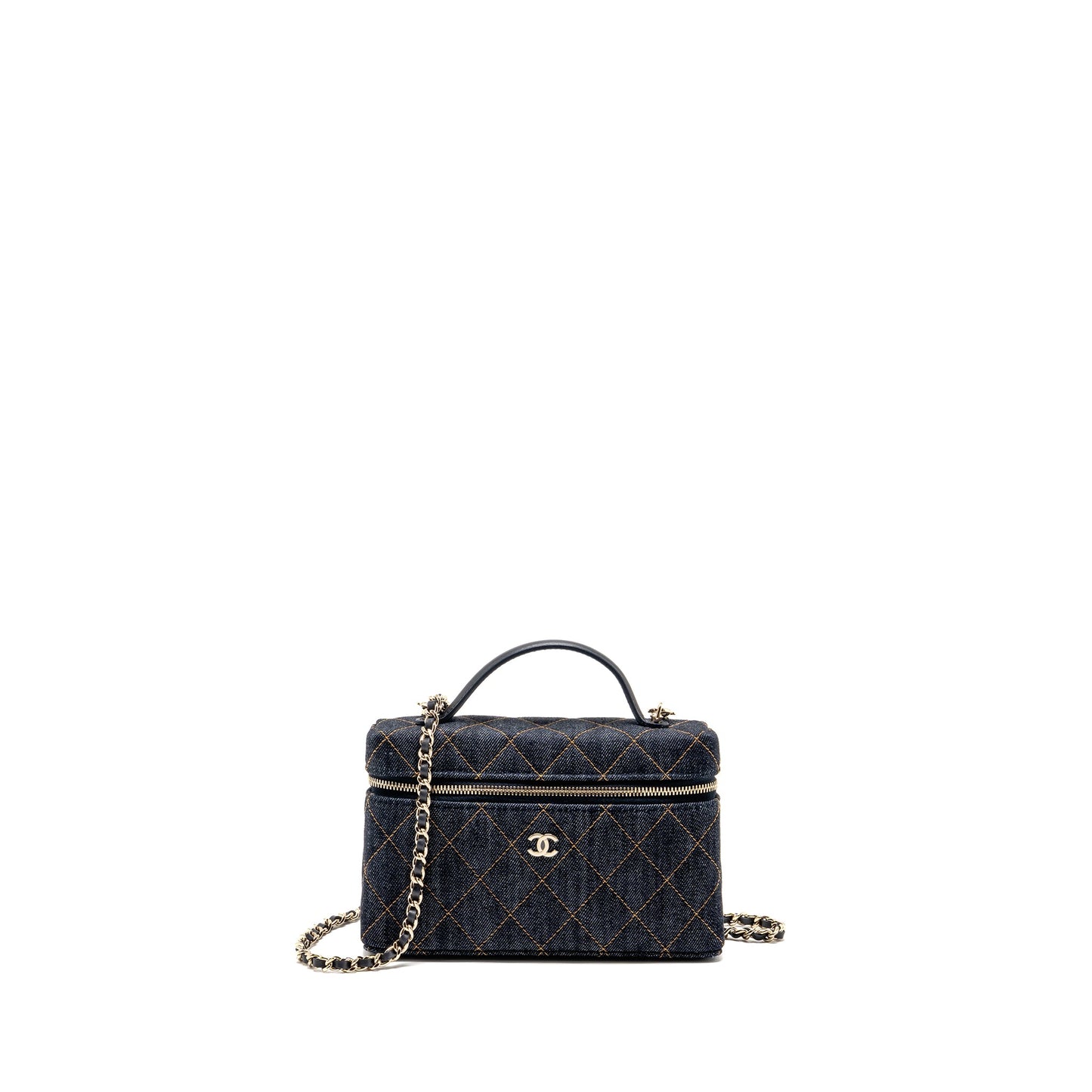 Chanel 26p top handle vanity denim dark blue LGHW (microchip)