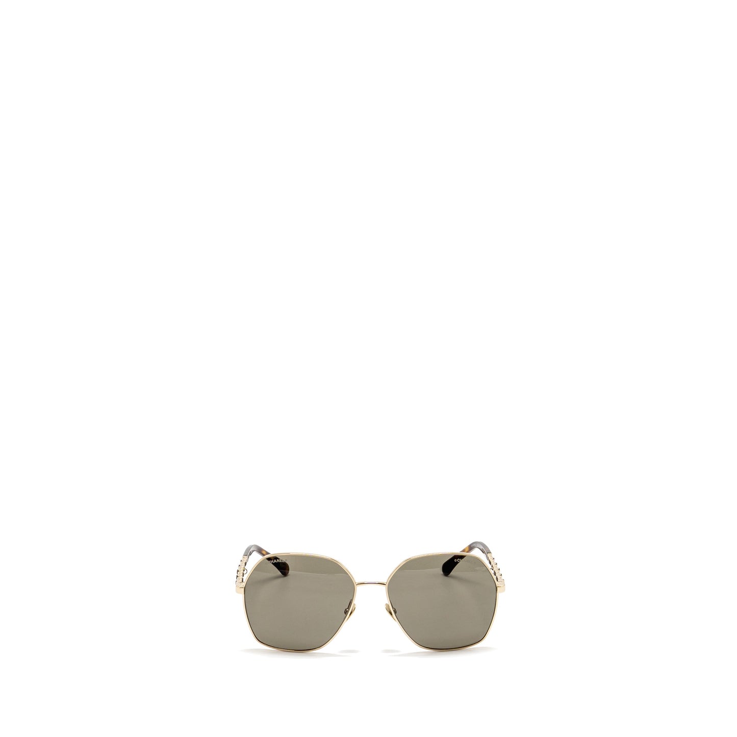 Chanel Sunglasses with Chain Brown Light Gold Tone