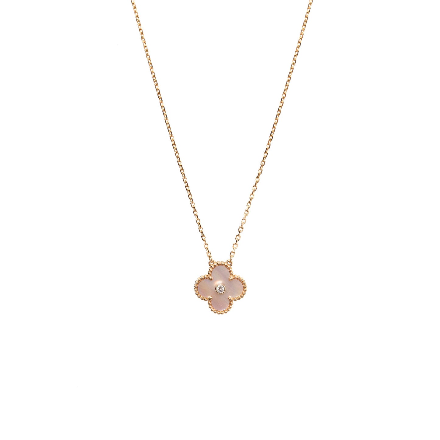 Van Cleef & arpels 2025 holiday pendant pink mother of pearl rose gold with diamond
