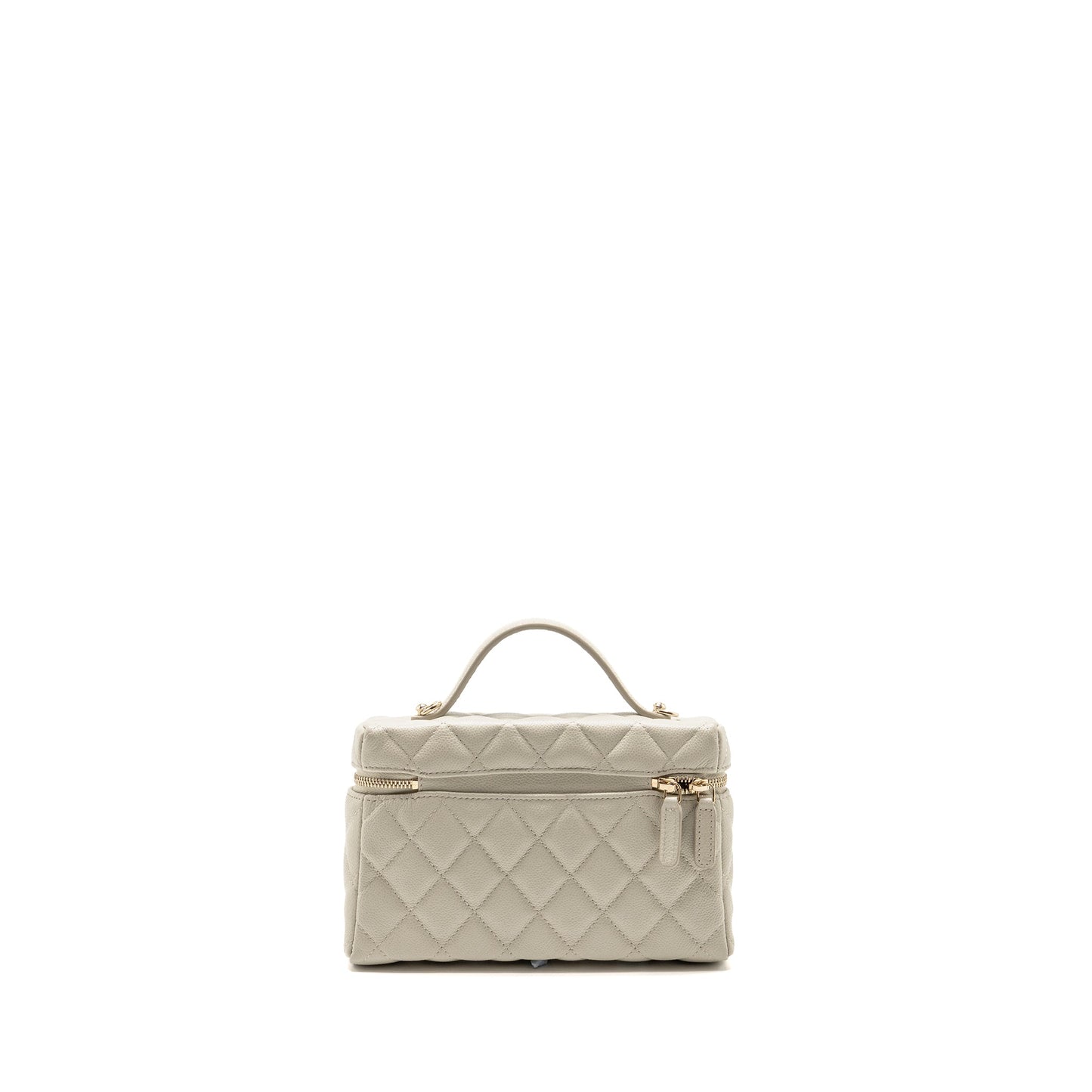 Chanel CC Top Handle Vanity with Chain Caviar Light Grey LGHW (Microchip)