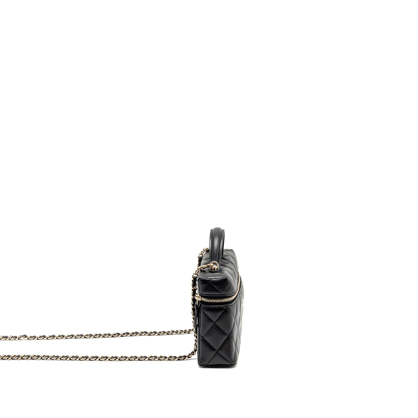 Chanel 25b CC top handle vanity with chain Lambskin black LGHW (microchip)