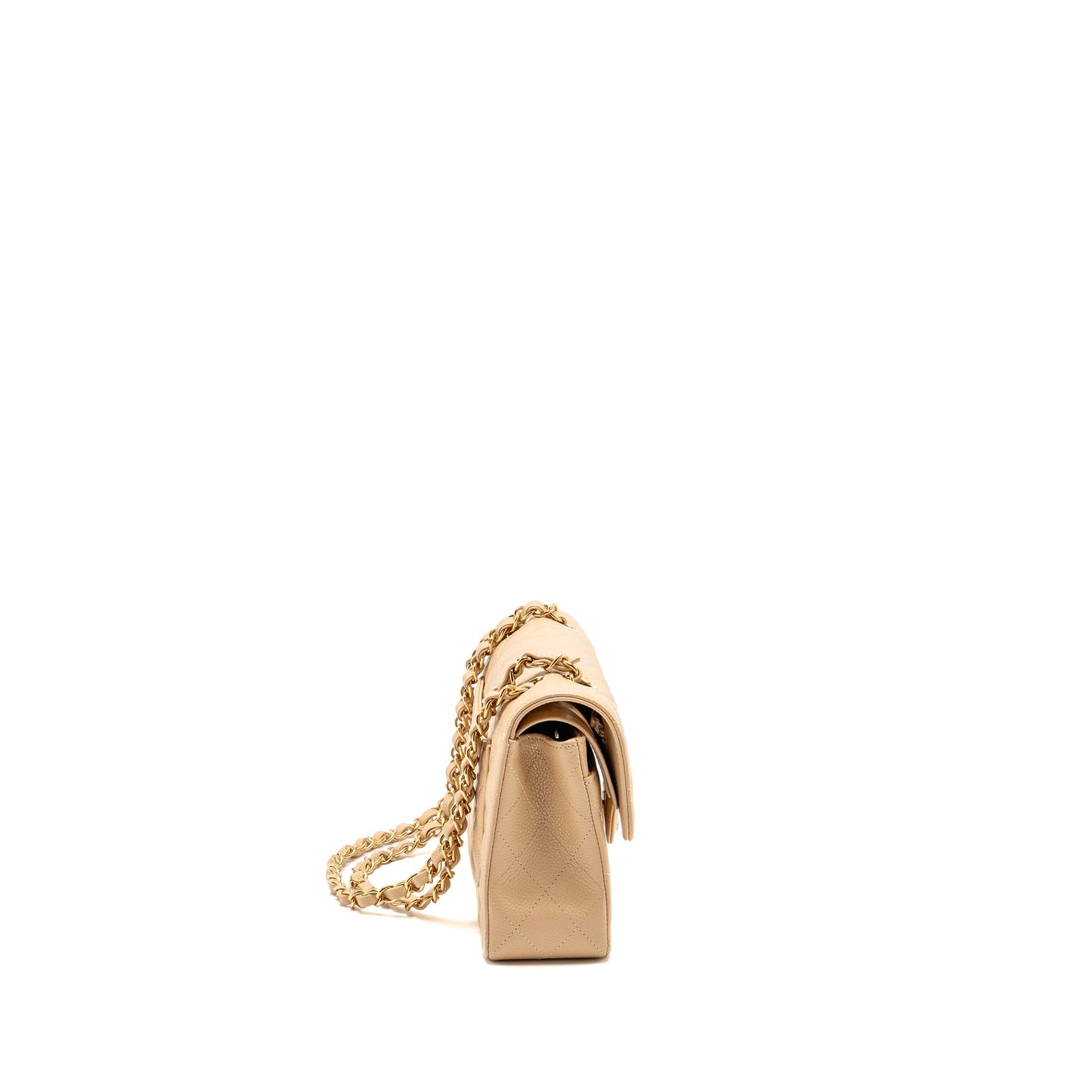 Chanel Small Classic Double Flap Bag Caviar Beige GHW (Microchip)