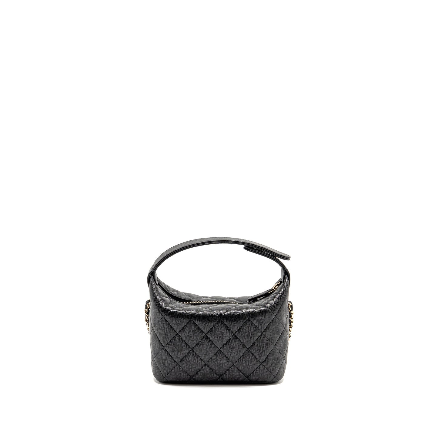 Chanel 25c detail cc logo quilted hobo bag caviar black LGHW (microchip)