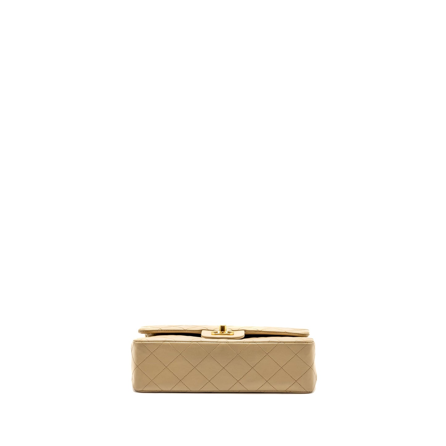 Chanel Vintage Small Classic Double Flap Bag Lambskin Beige GHW