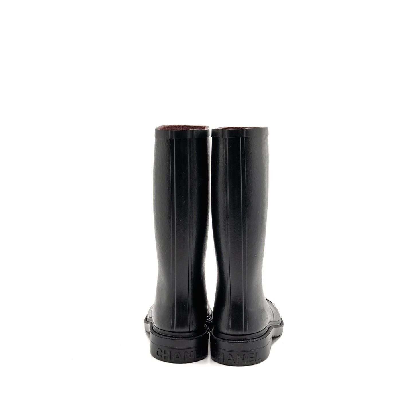 Chanel Size 38 25B High Boots Caoutchouc Black