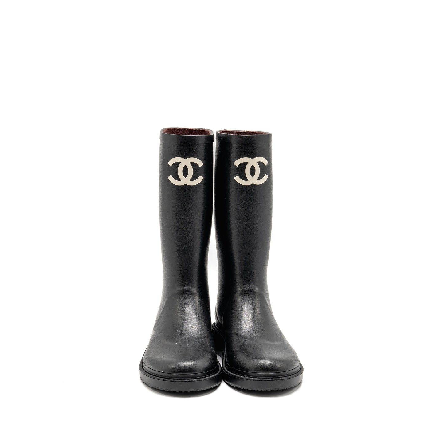 Chanel Size 38 25B High Boots Caoutchouc Black