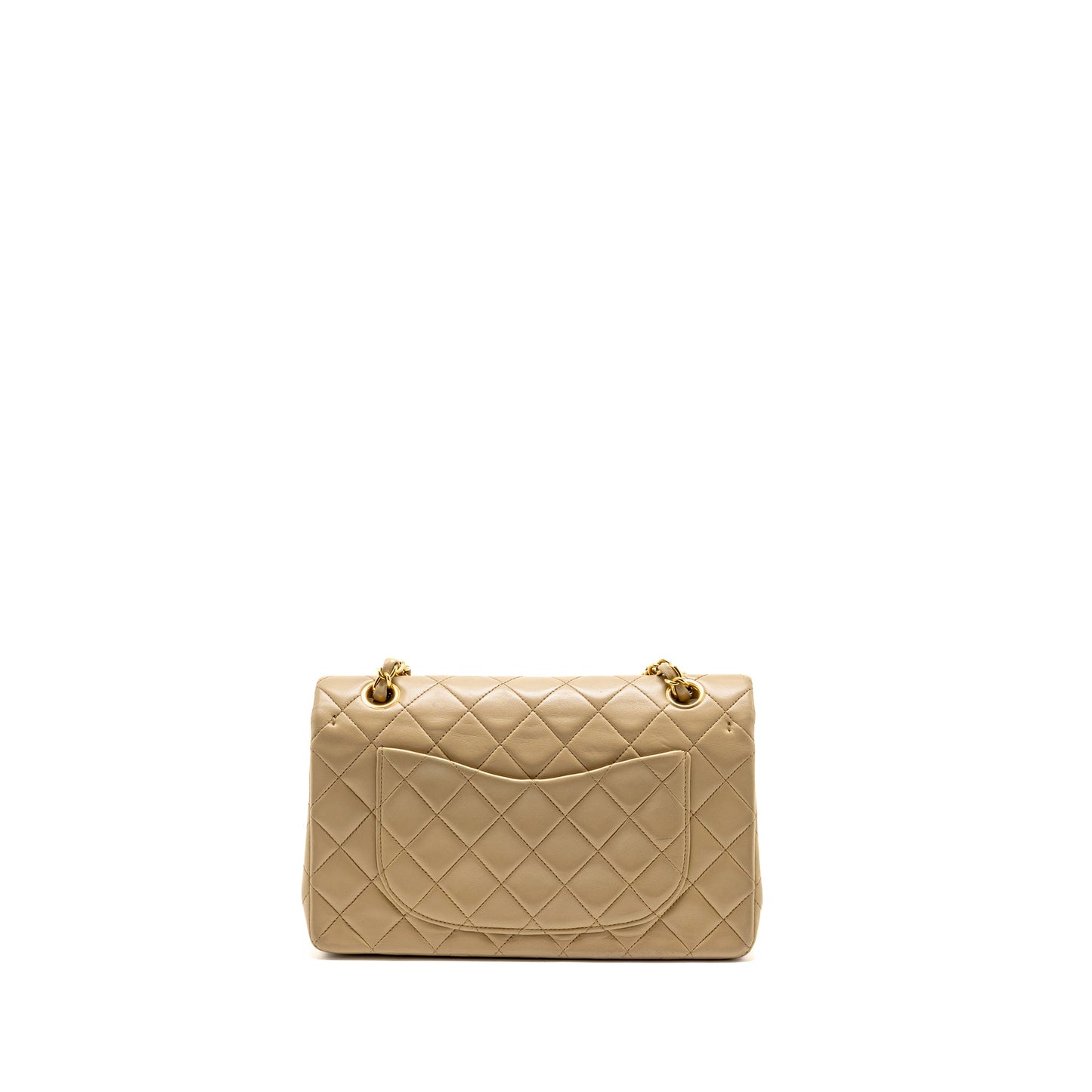 Chanel Vintage Small Classic Double Flap Bag Lambskin Beige GHW