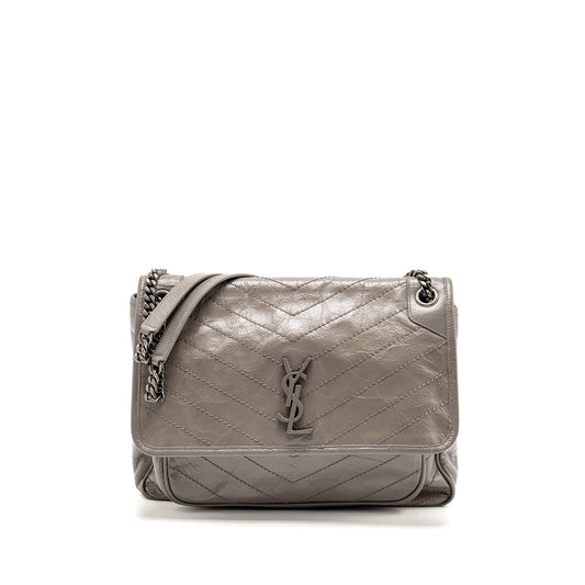 Saint Laurent / YSL Large Niki Bag Calfskin Grey SHW