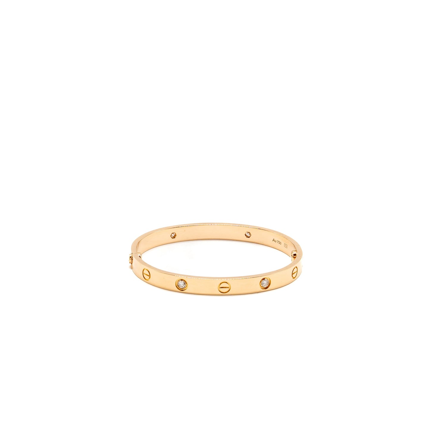 Catier Size 17 Love Bracelet Rose Gold 4 Diamonds
