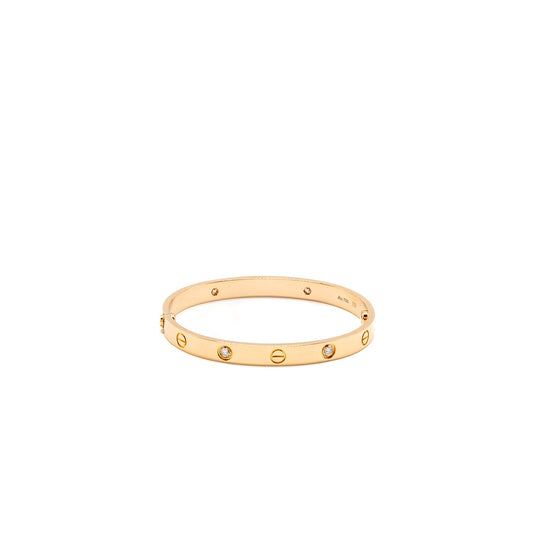 Catier Size 17 Love Bracelet Rose Gold 4 Diamonds