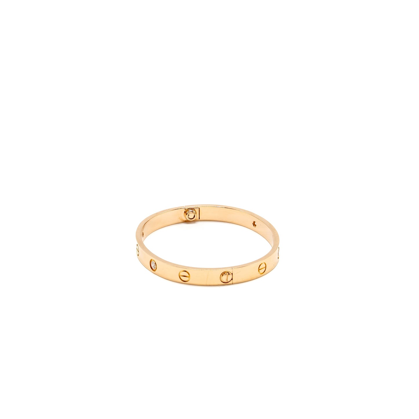 Catier Size 17 Love Bracelet Rose Gold 4 Diamonds