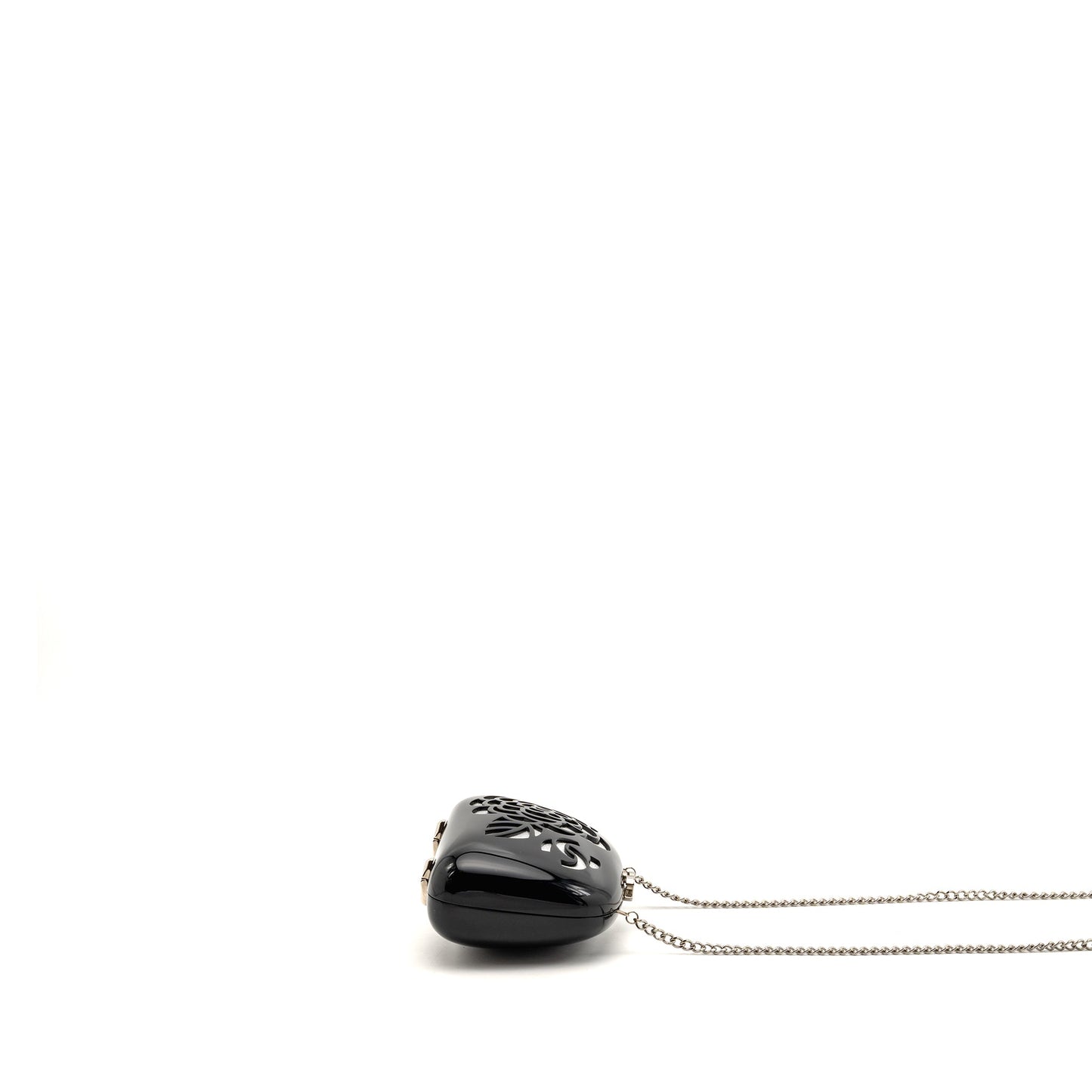 Chanel camellia Minaudiere chain evening clutch acrylic plastic black / silver SHW