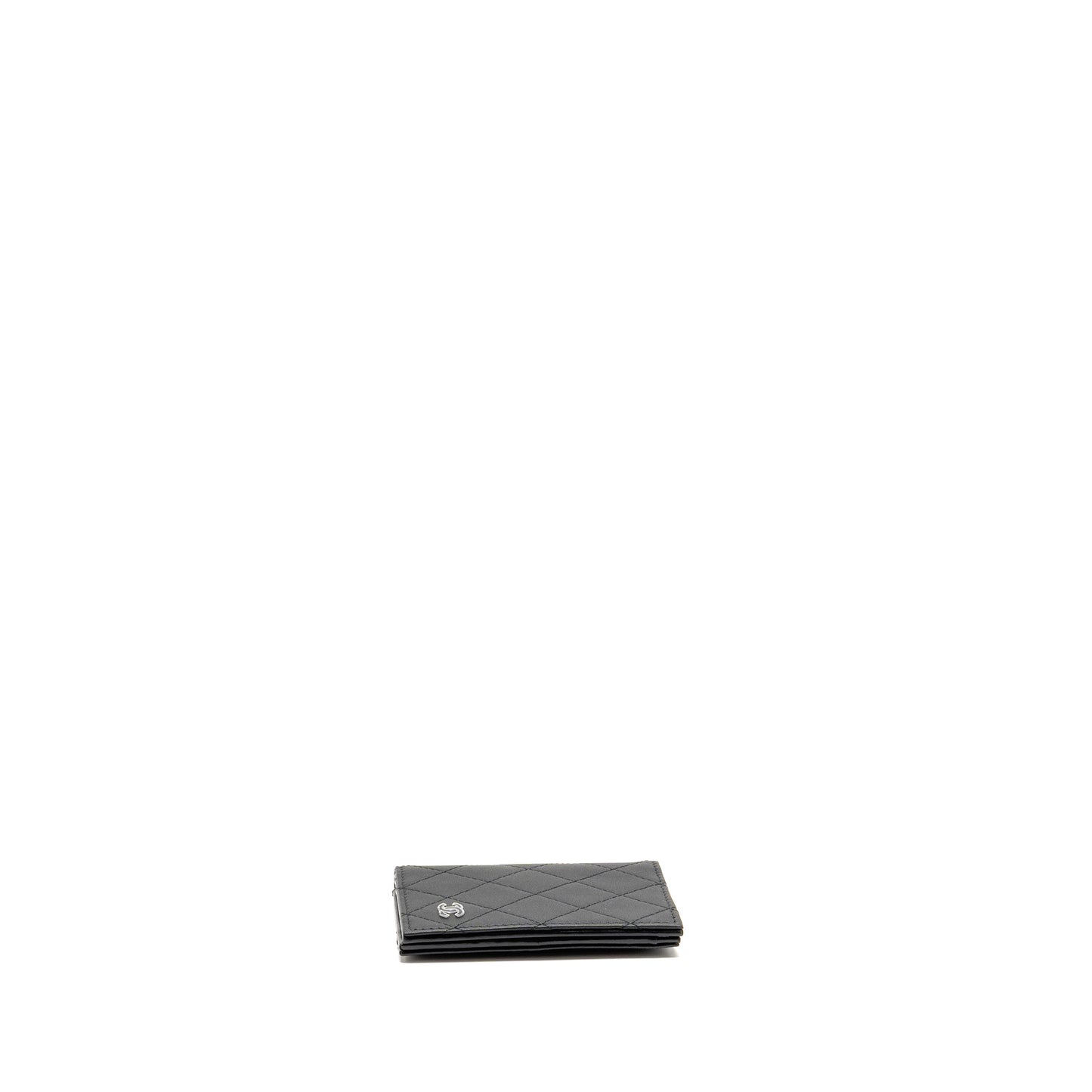Chanel Quilted CC Card Holder Calfskin Black with Black Hardware (Microchip)