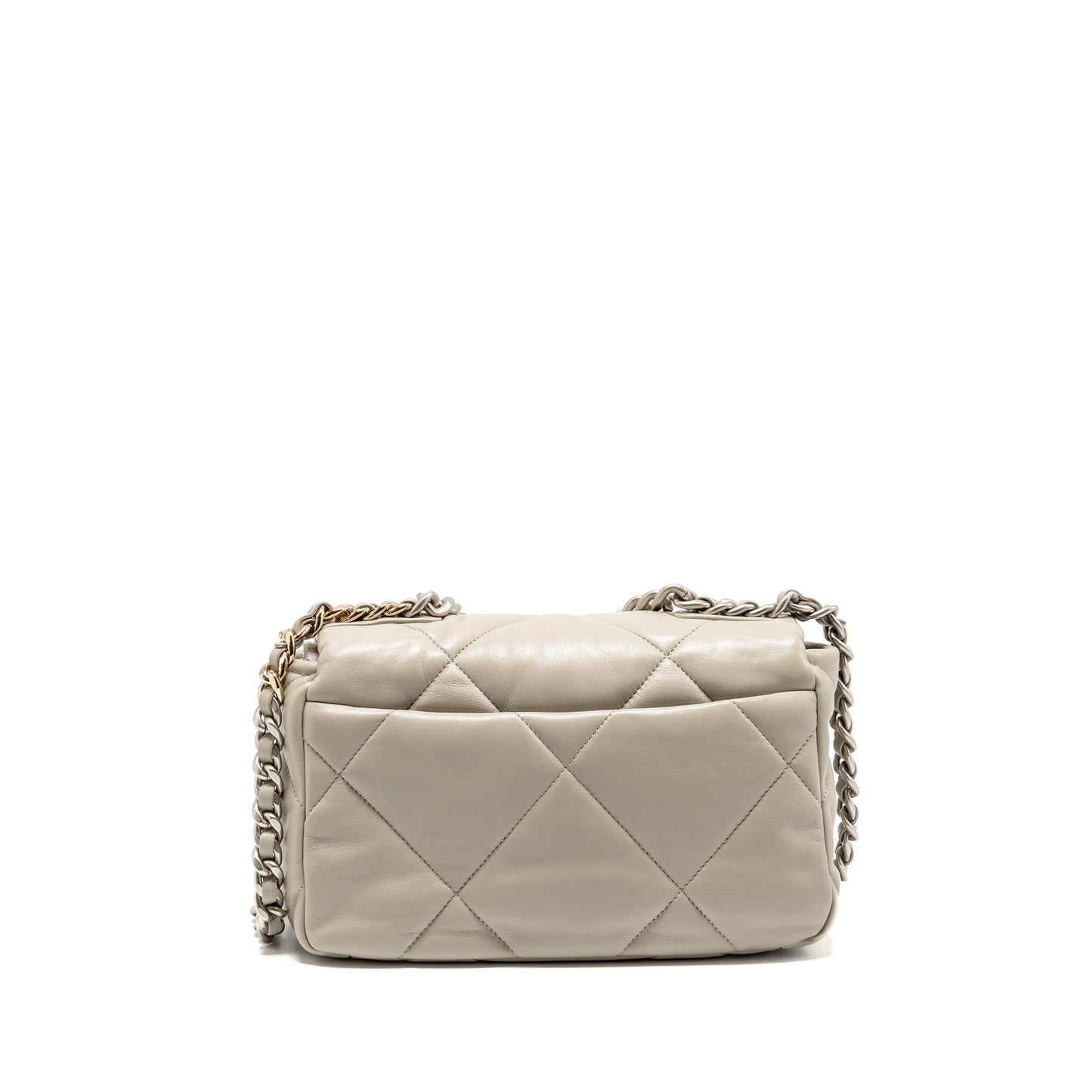 Chanel Small 19 Bag Lambskin Light Grey Multicoloured Hardware (microchip)