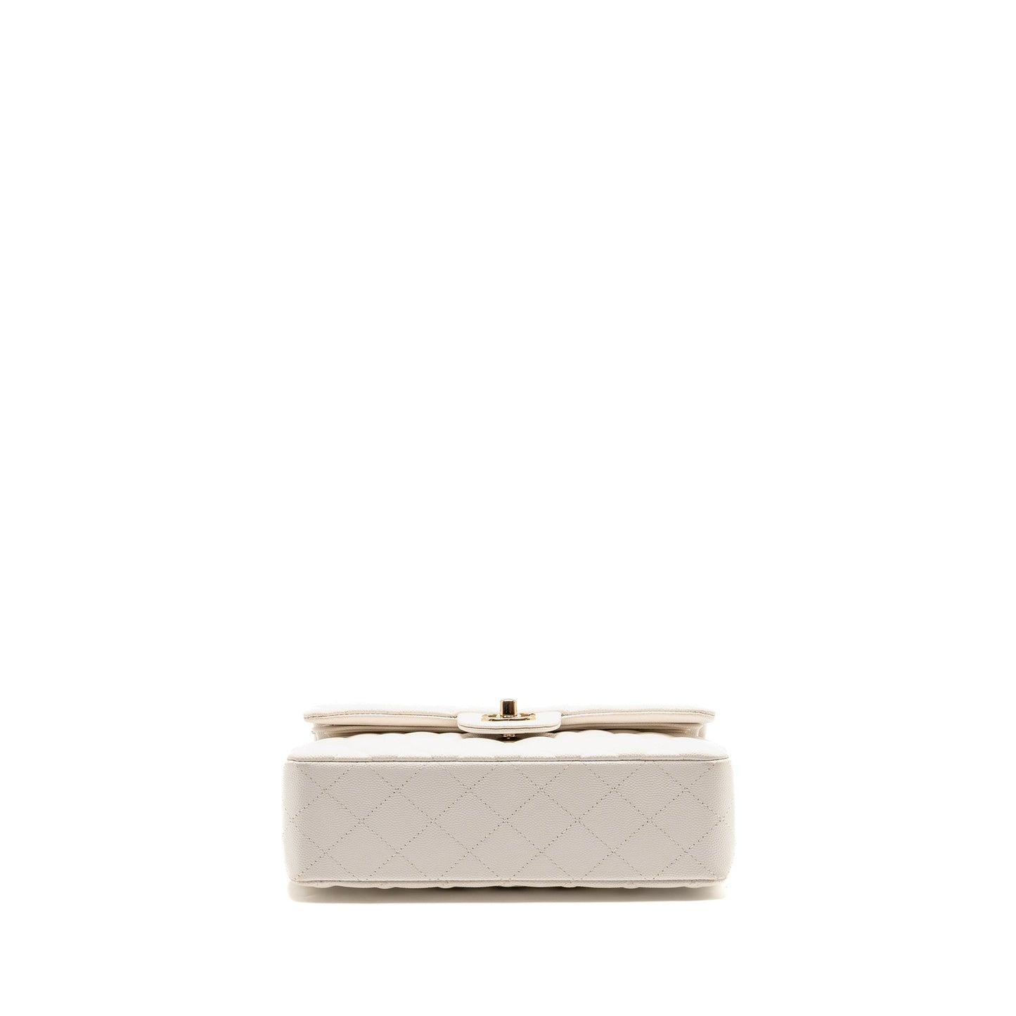 Chanel Small Classic Double Flap Bag Caviar White LGHW (Microchip)