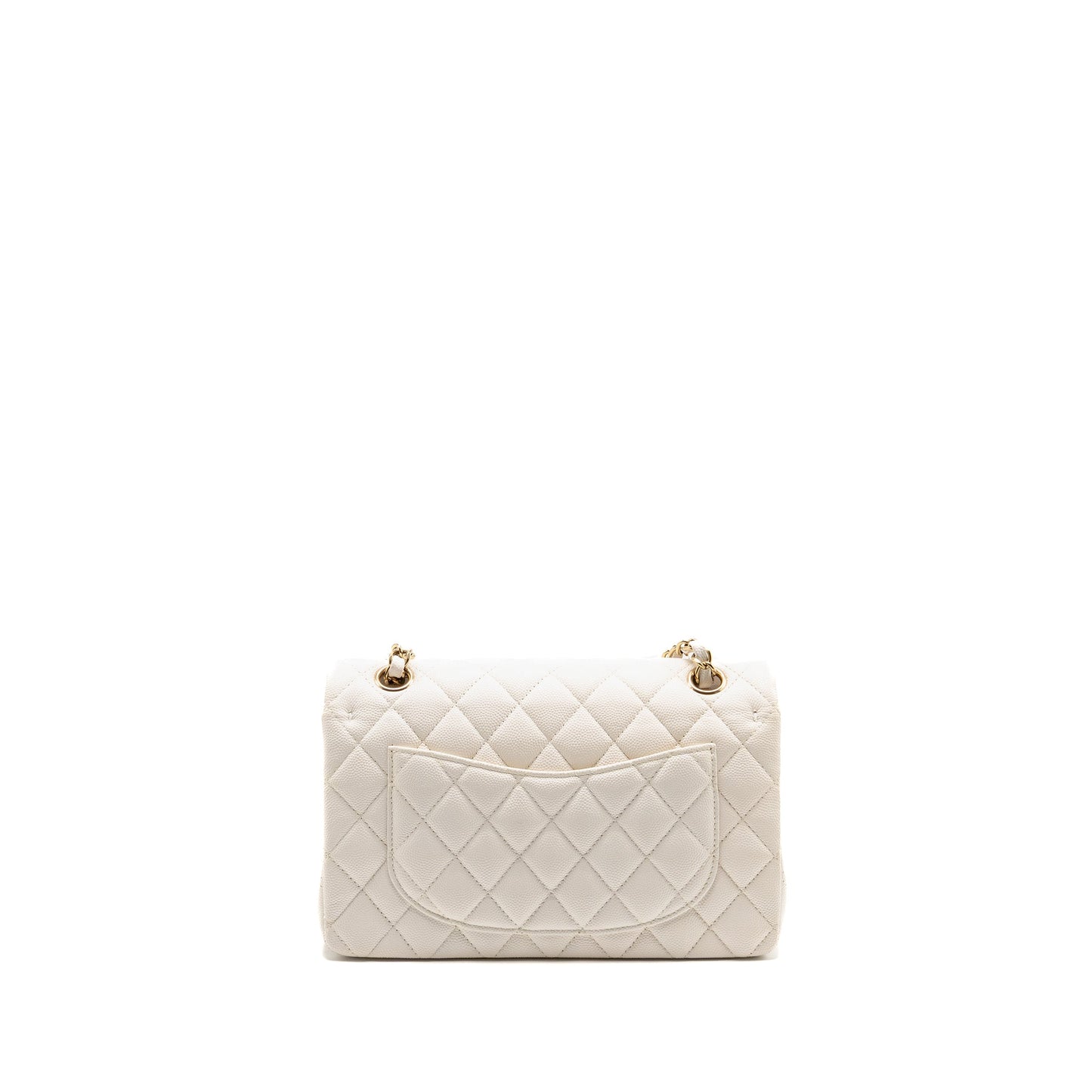 Chanel Small Classic Double Flap Bag Caviar White LGHW (Microchip)