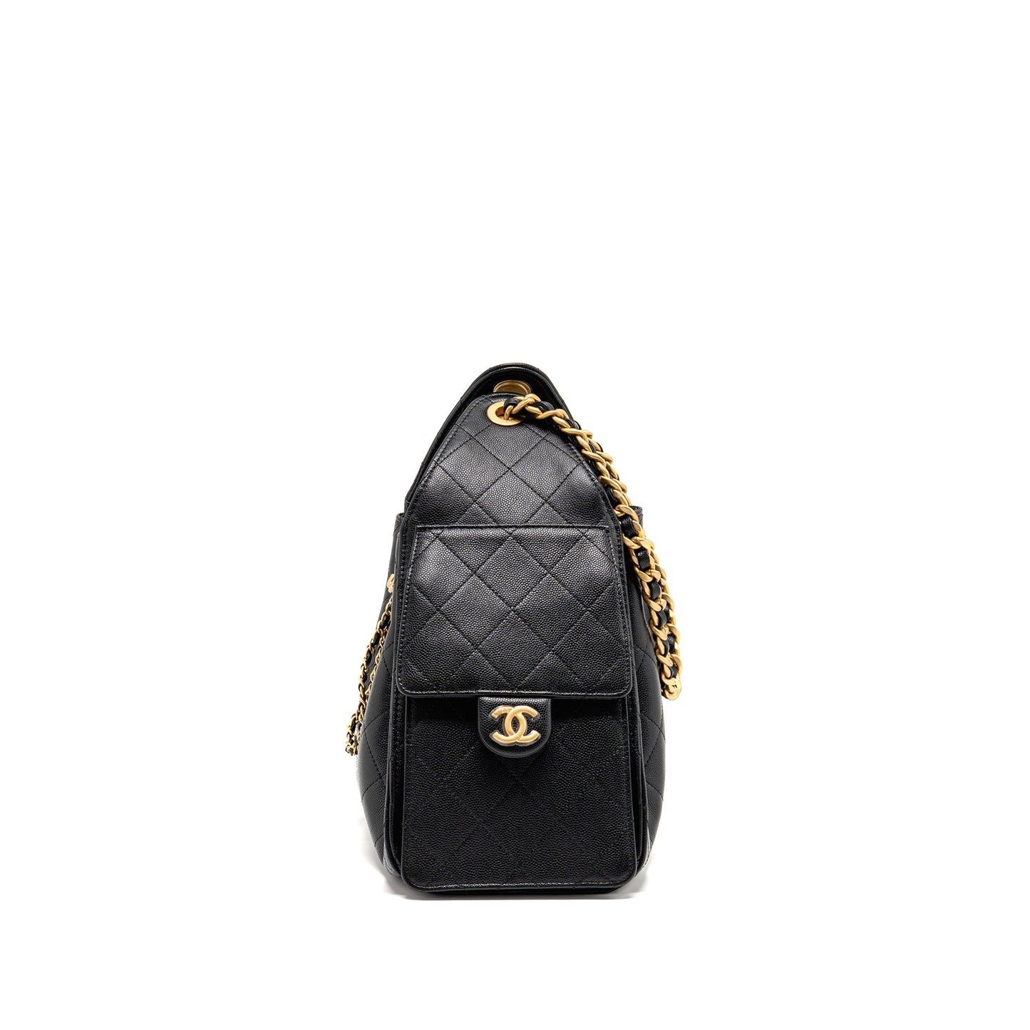 Chanel 25 Small Handbag Grained Calfskin Black GHW (Microchip)