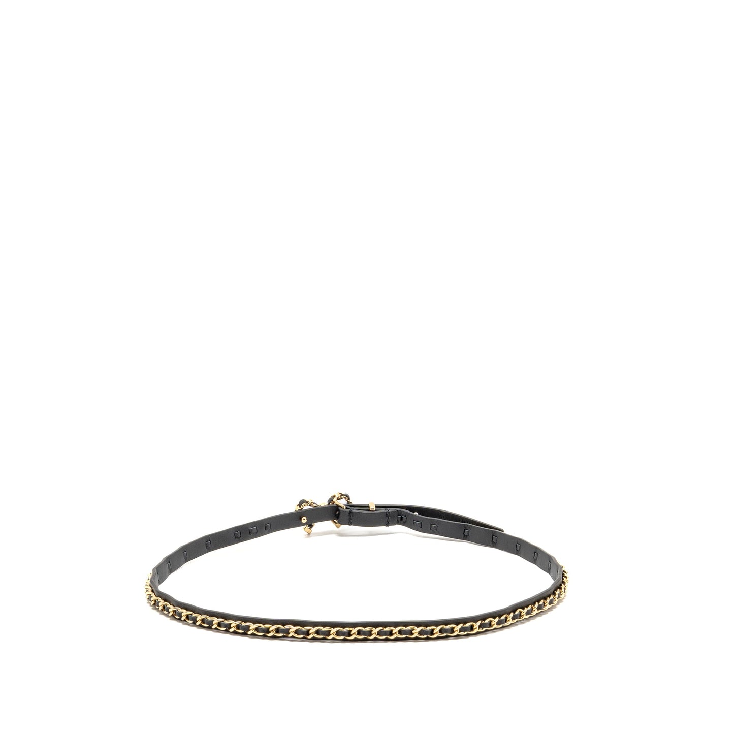 Chanel Size 75 Chain Belt with Bow Leather Black GHW