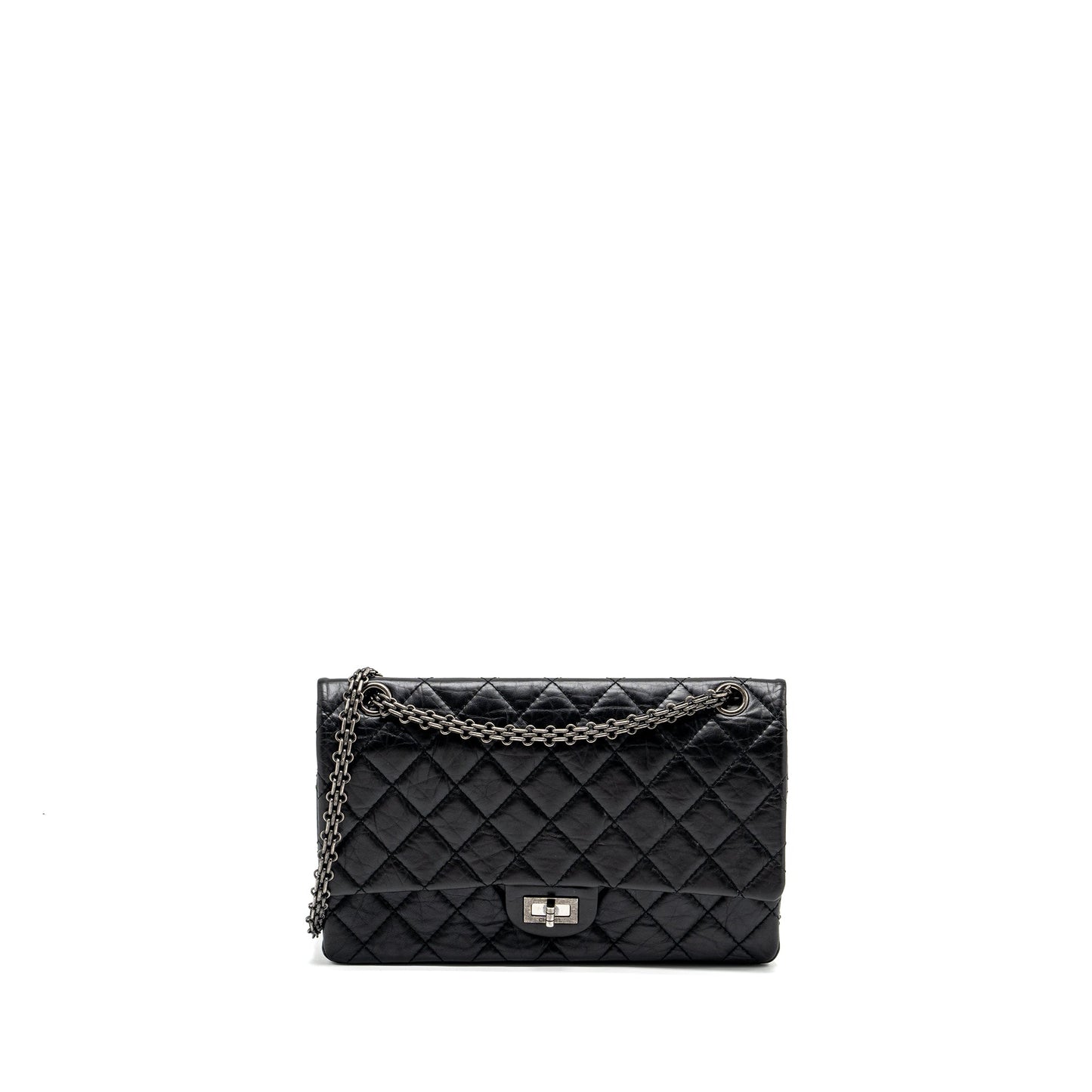 Chanel Large 2.55 226 reissue double flap bag aged calfskin black ruthenium hardware