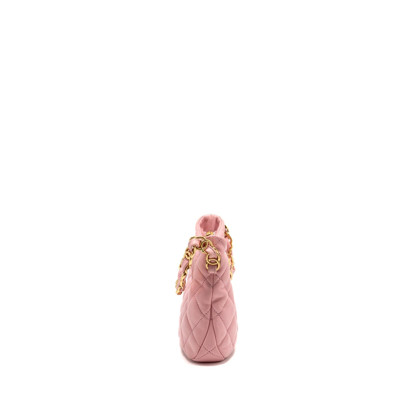 Chanel 22K Hobo Bag with Logo Chain Lambskin Pink GHW (Microchip)
