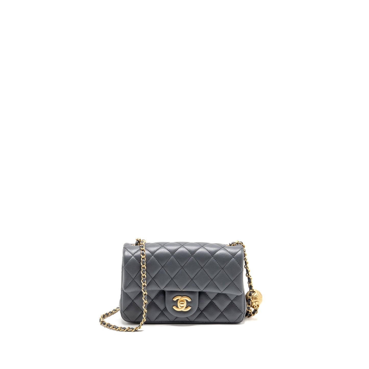 Chanel 23K Pearl Crush Mini Rectangular Flap Bag Dark Grey GHW (Microchip)