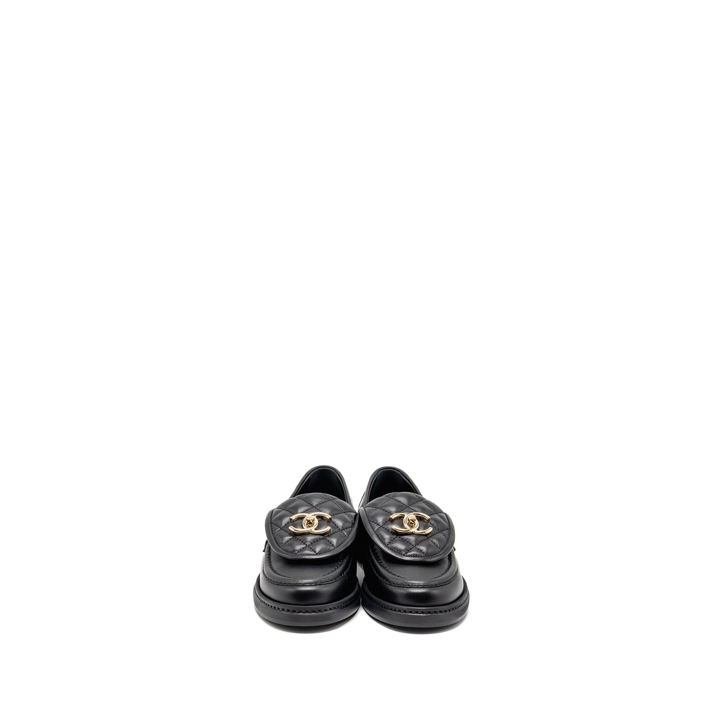 Chanel Size 36 Turnlock Loafer Lambskin Black LGHW