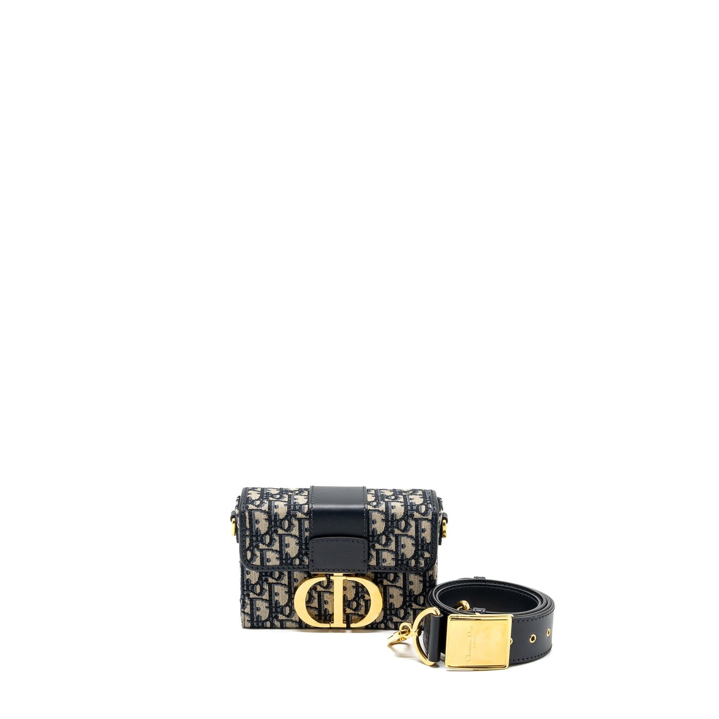 Luxury Dior 30 Montaigne box blue oblique jacquard GHW