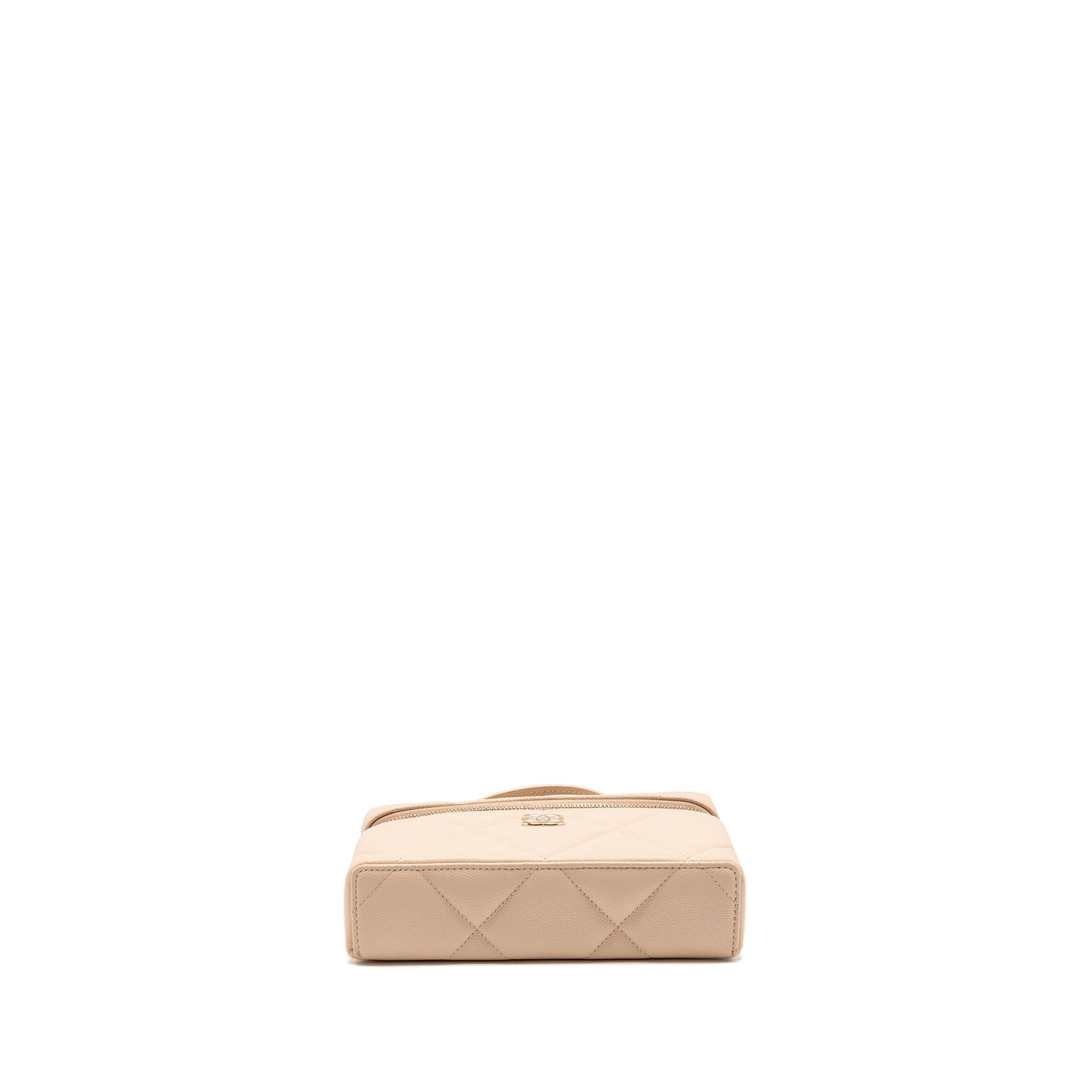 Chanel 25K CC Top Handle Vanity with Chain Caviar Beige LGHW (Microchip)