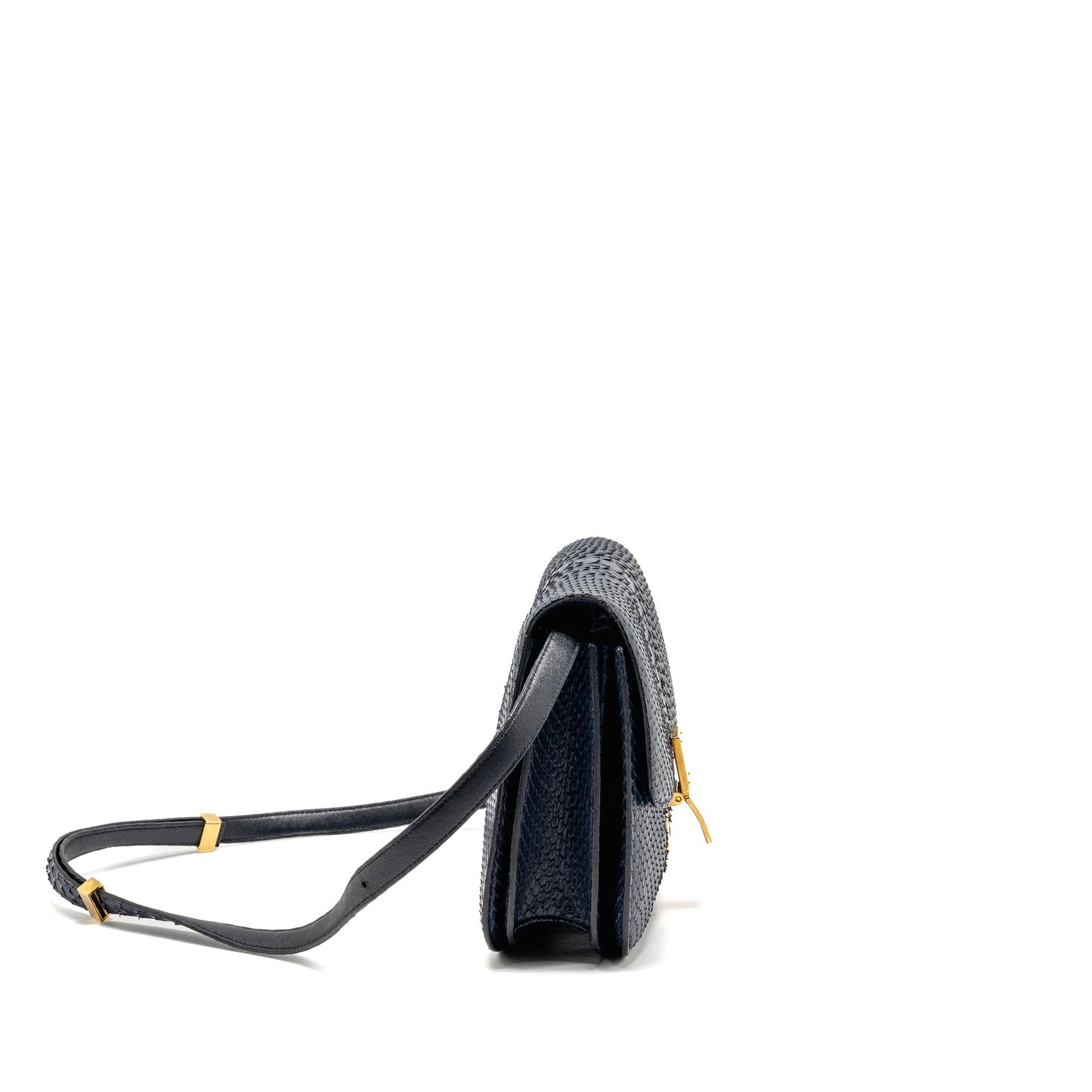 Celine medium classic box bag python navy GHW