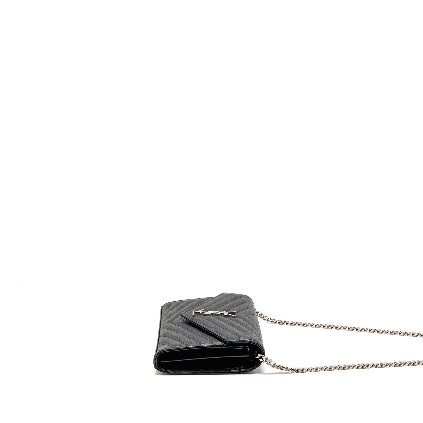 Saint Laurent/YSL Envelope Chain Wallet Calfskin Black SHW