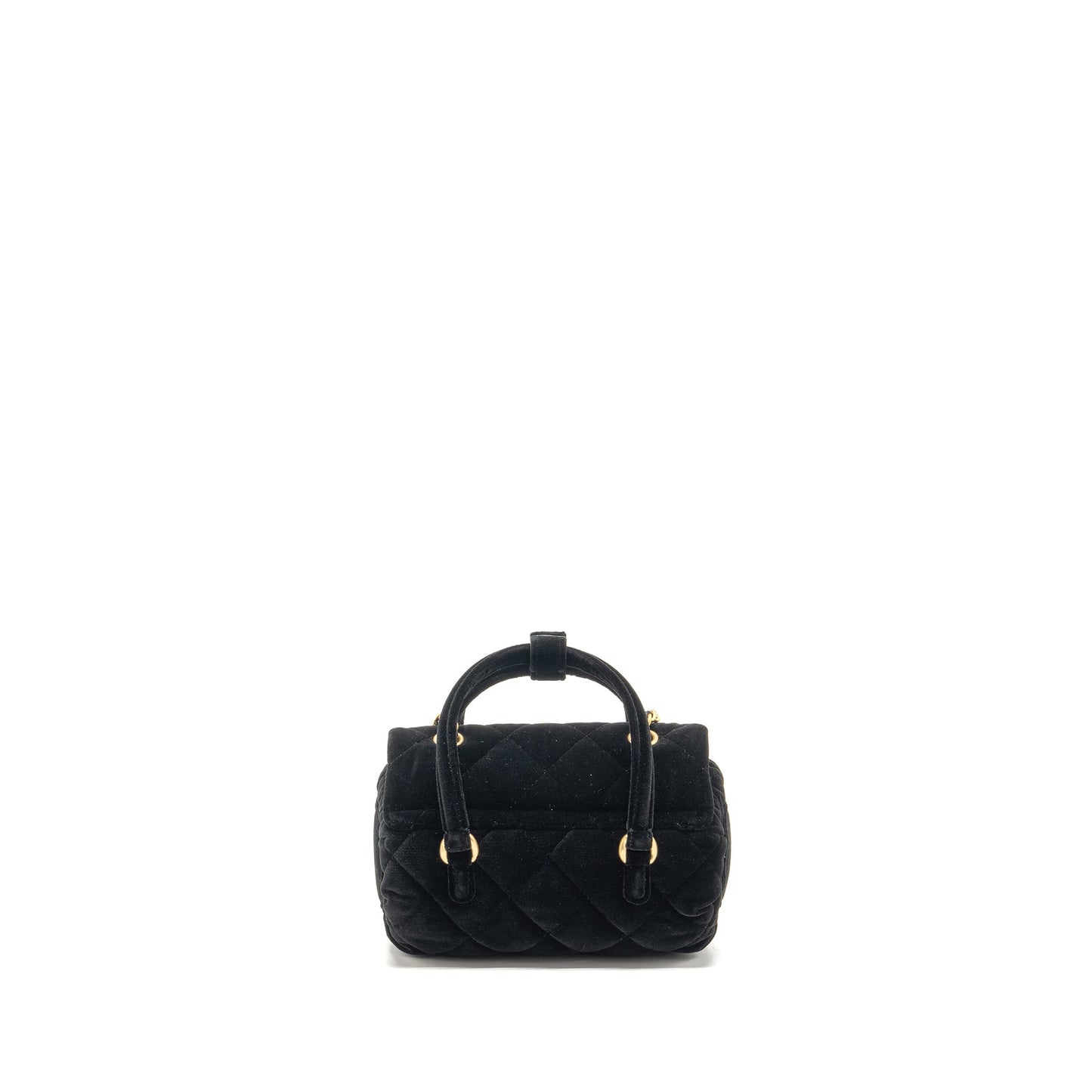 Chanel mini bowling clutch with chain velvet black GHW (microchip)