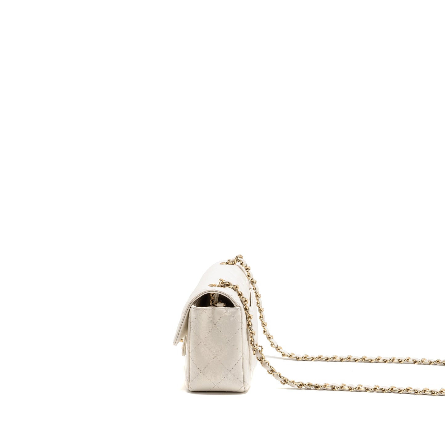 Chanel Mini Rectangular Flap Bag Caviar White LGHW