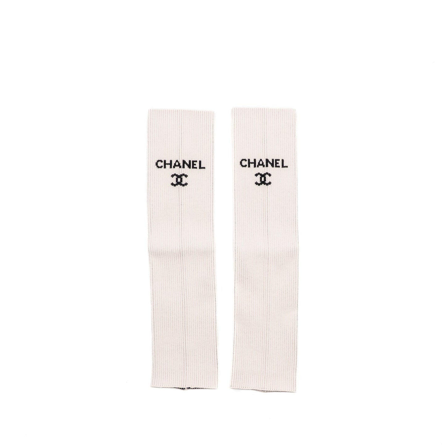 Chanel Size 36 24C Mary Janes Ballet Flats Lambskin Light Pink/Black and Logo Leg Warmers Cotton Light Pink (Sell in a set)