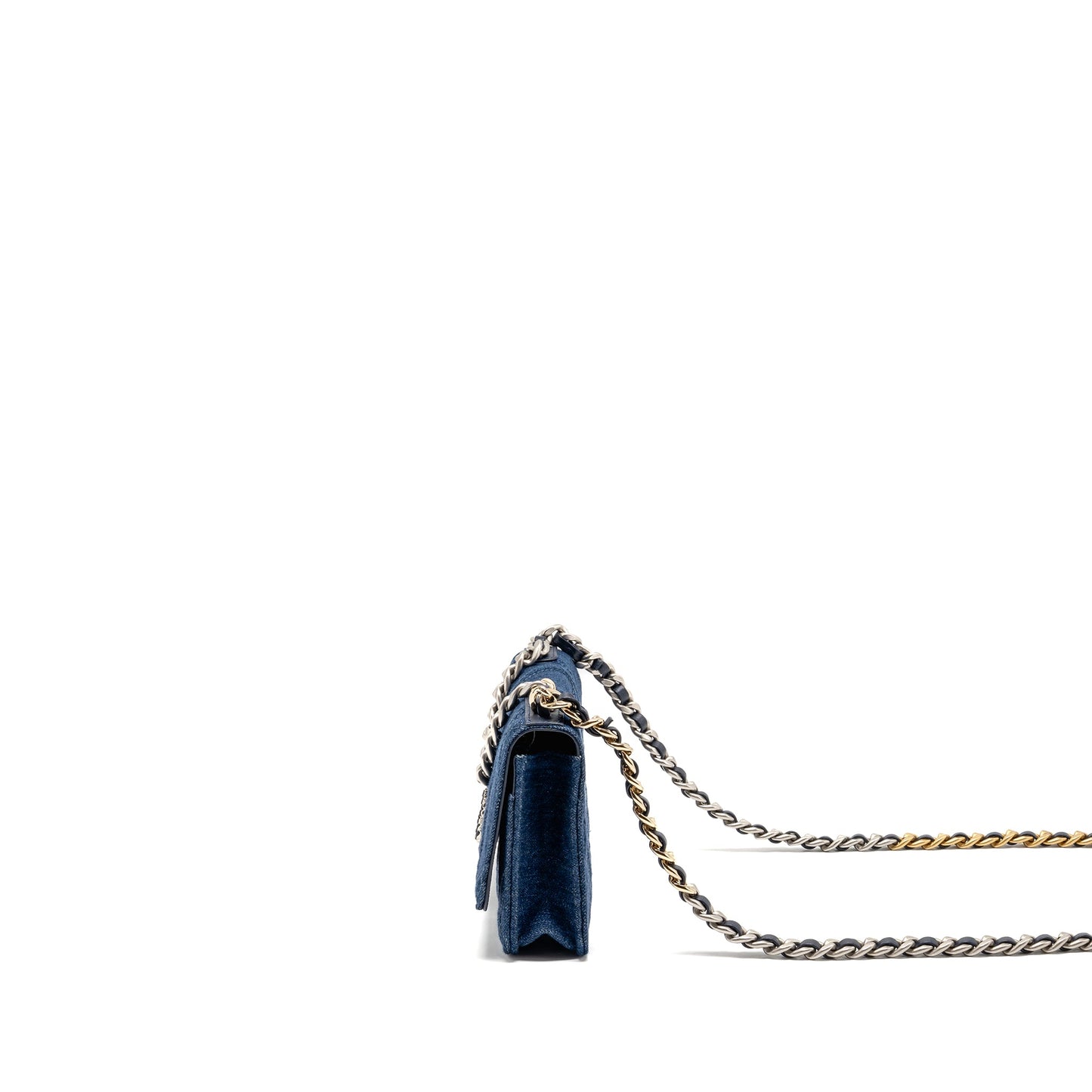 Chanel 19 Wallet On Chain Denim Dark Blue Multicolour Hardware (Microchip)