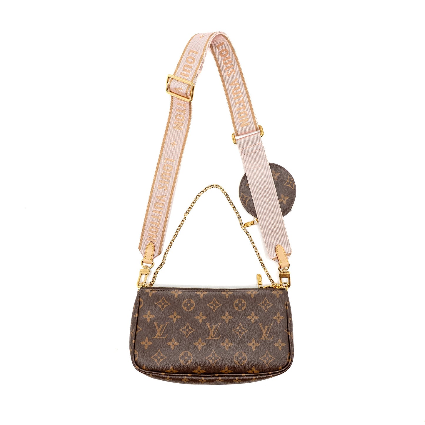 Louis Vuitton Multi Pochette Accessories Rose Clair Strap Monogram Canvas GHW