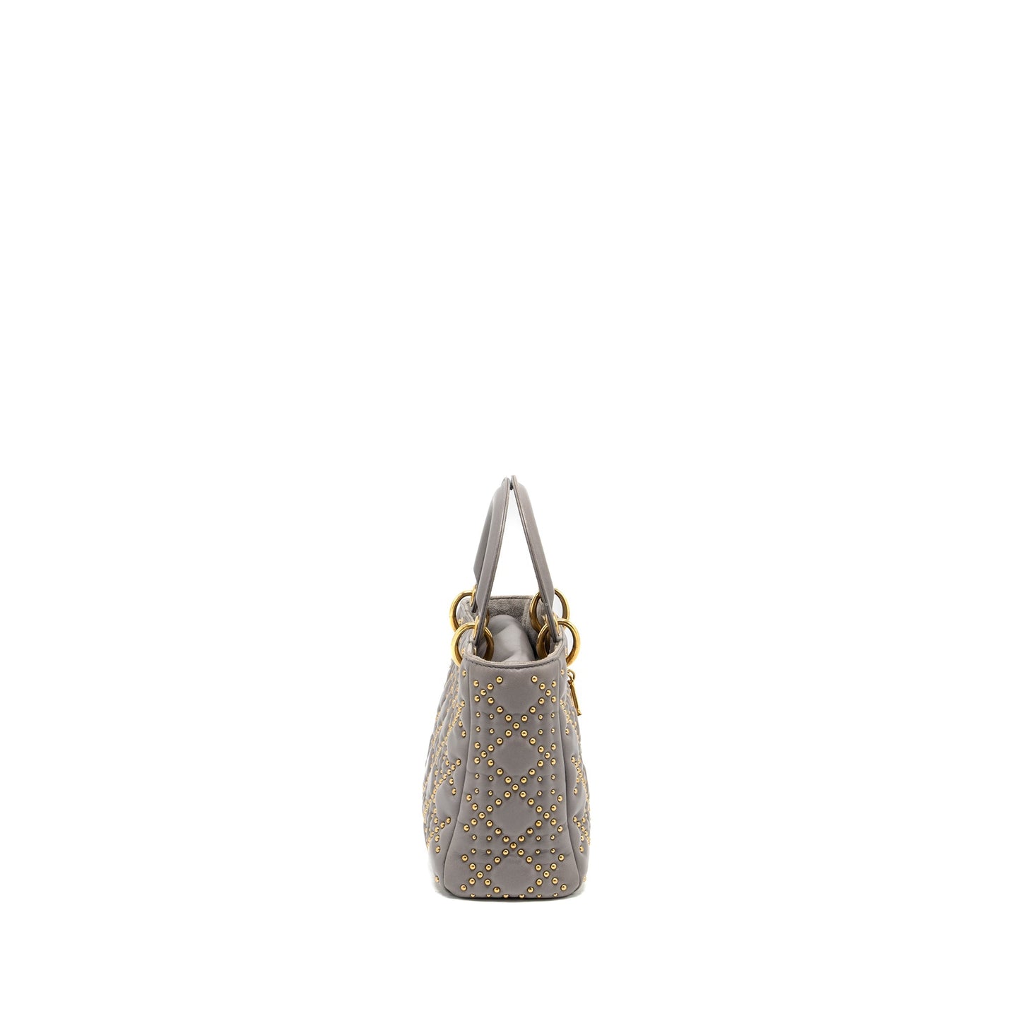 Luxury Dior Small Supple Lady Luxury Dior Studded Calfskin Grey GHW