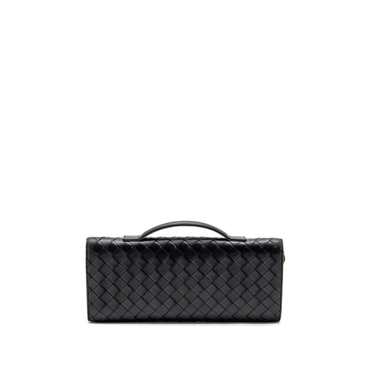 Bottega Veneta Andiamo Clutch Intrecciato Calfskin Black GHW