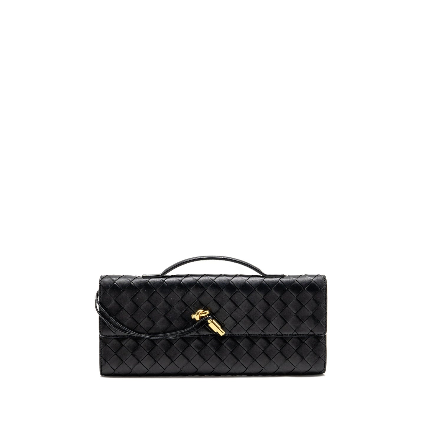 Bottega Veneta Andiamo Clutch Intrecciato Calfskin Black GHW