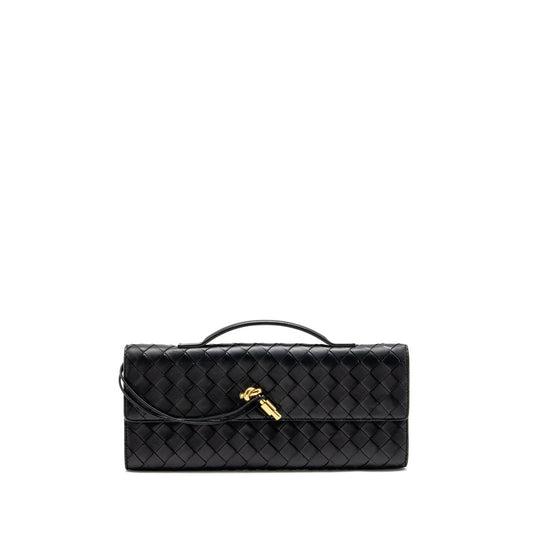 Bottega Veneta Andiamo Clutch Intrecciato Calfskin Black GHW