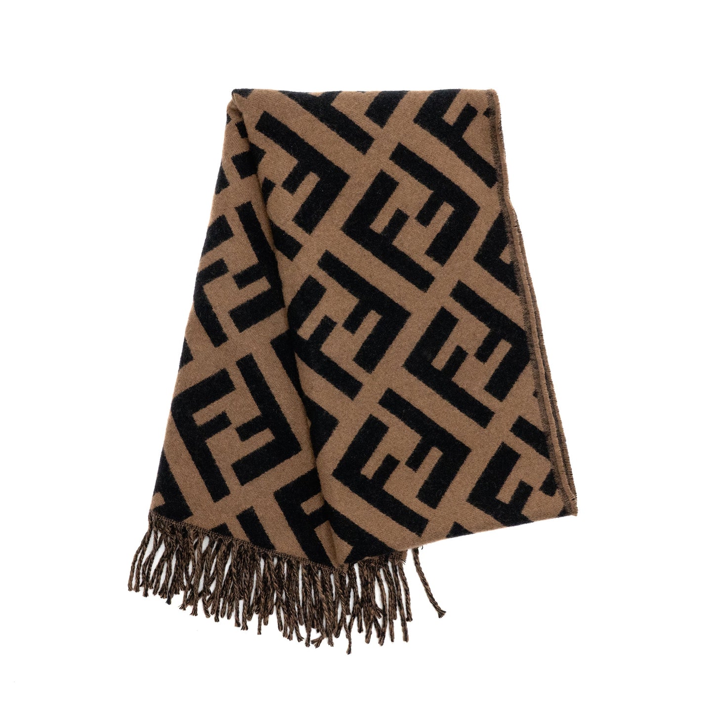 Fendi FF scarf cashmere brown / black
