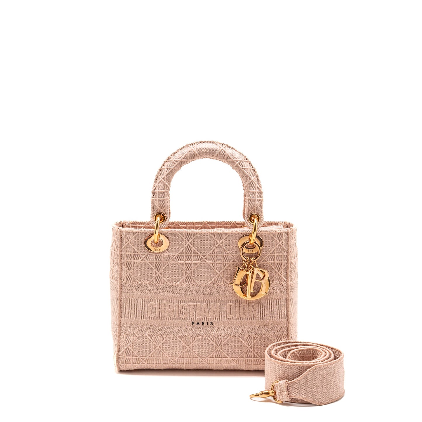 Dior Medium Lady D-Lite Bag Cannage Embroidery Rosewood RGHW