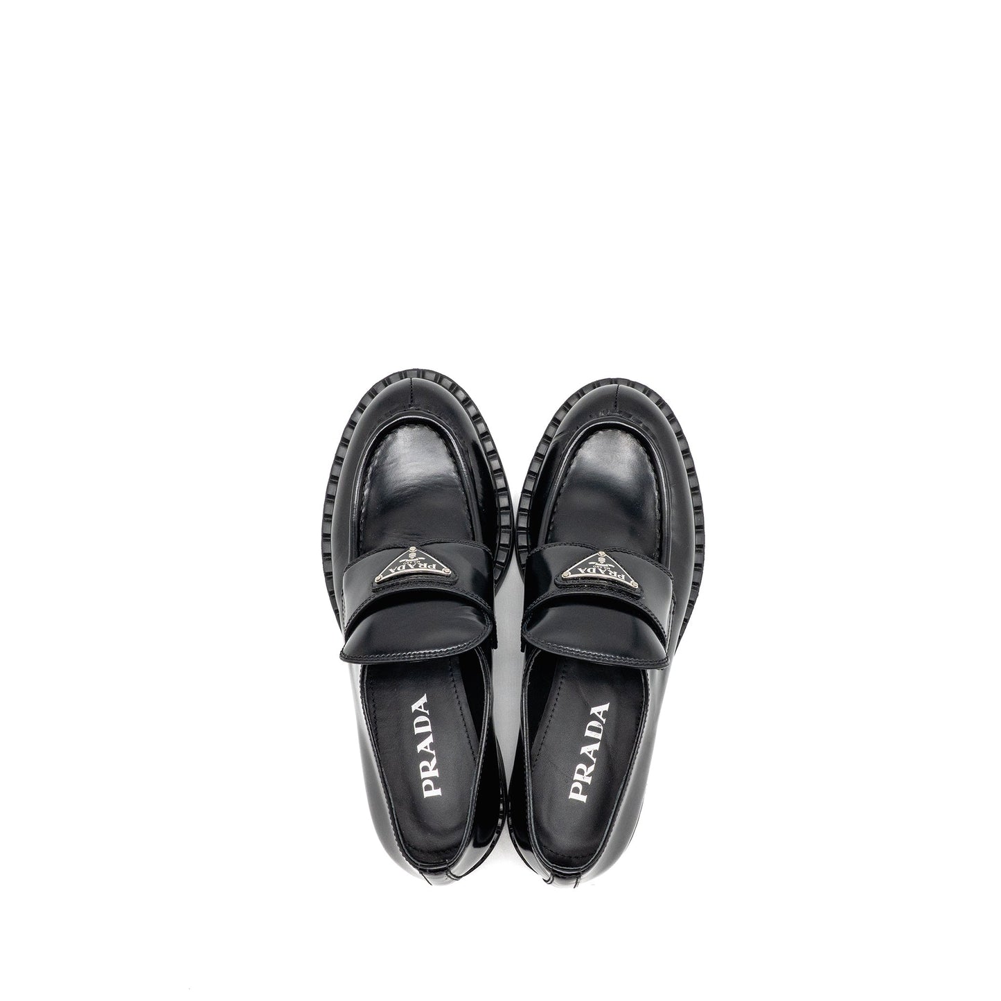 Prada Size 38 Loafers patent black SHW