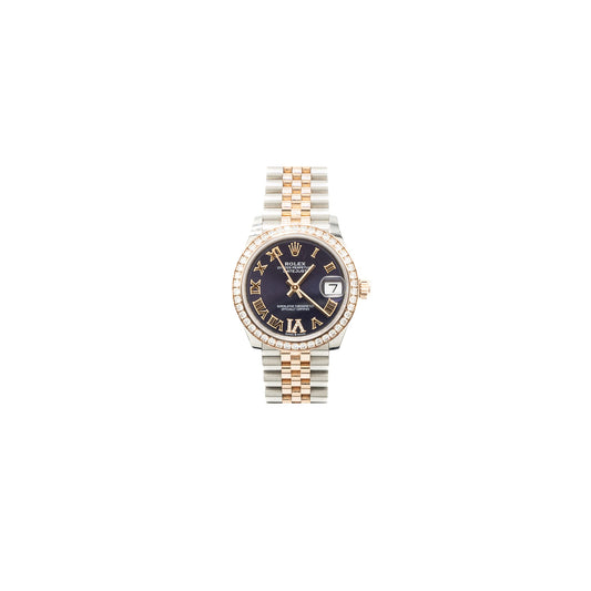 Rolex 31mm Datejust Oyster Perpetual Oystersteel, Aubergine Diamond-set Dial Jubilee Bracelet Everose Gold with diamonds M278381rbr-63361