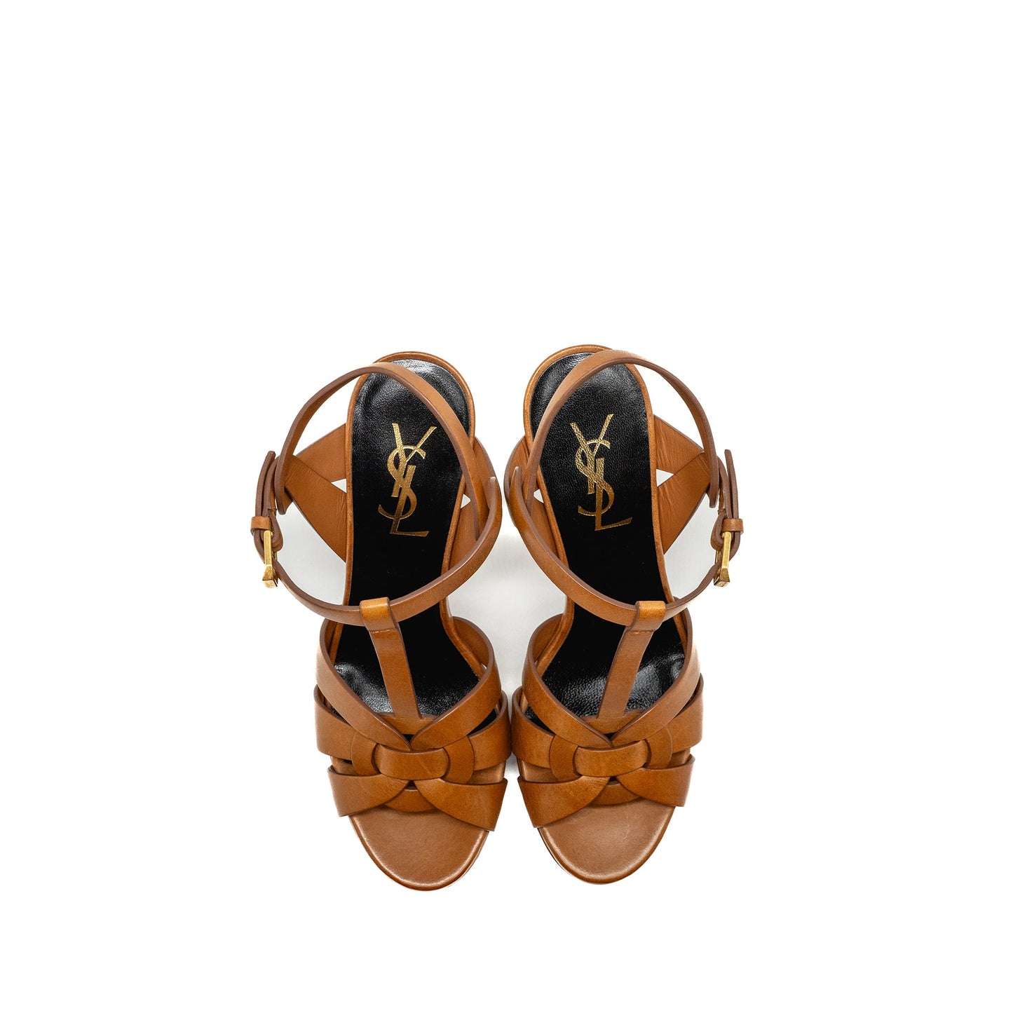 Saint Laurent size 36 tribute platform sandals calfskin brown