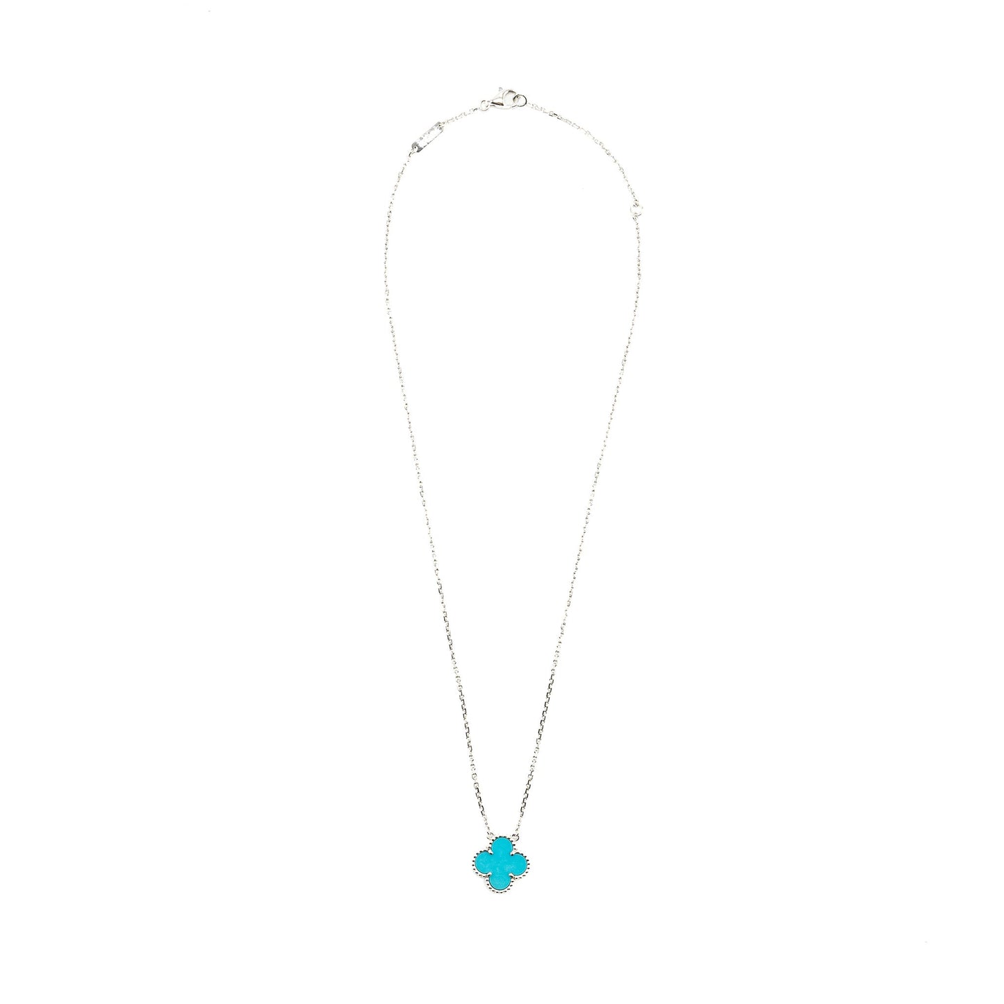 VAN CLEEF & ARPELS Vintage Alhambra Pendant Turquoise / 18K White Gold