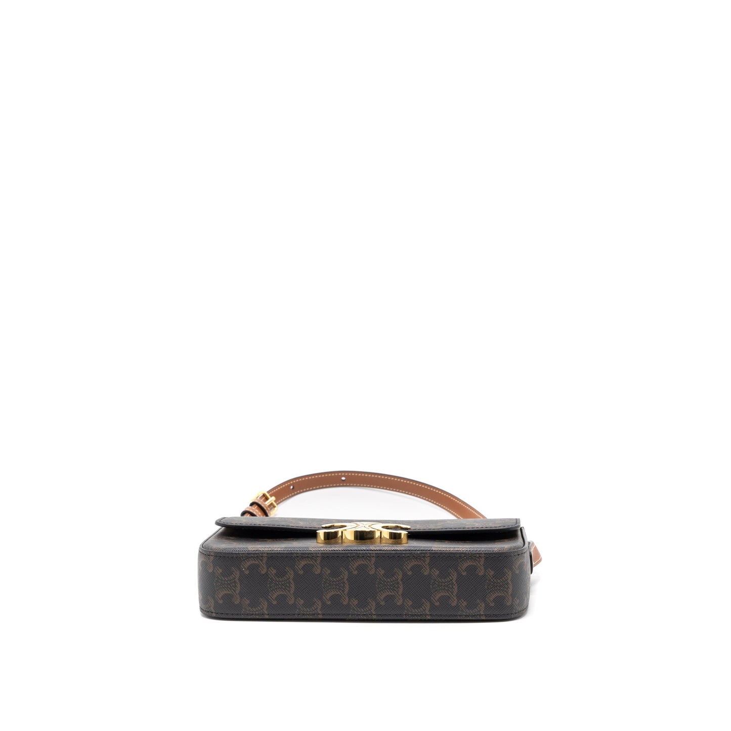 Celine Triomphe Shoulder Bag Calfskin/Triomphe Canvas Brown/Multicolour GHW