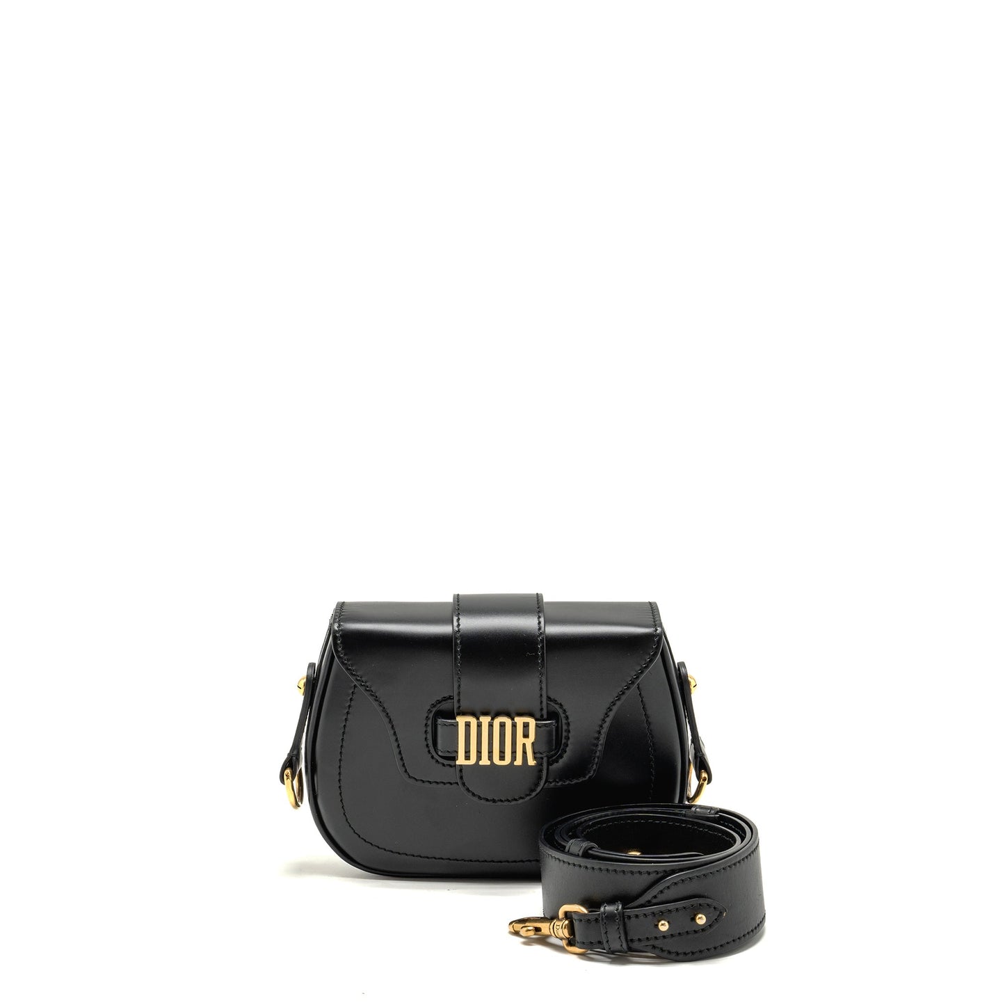 Luxury Dior D-Fence Saddle Bag Calfskin Black GHW