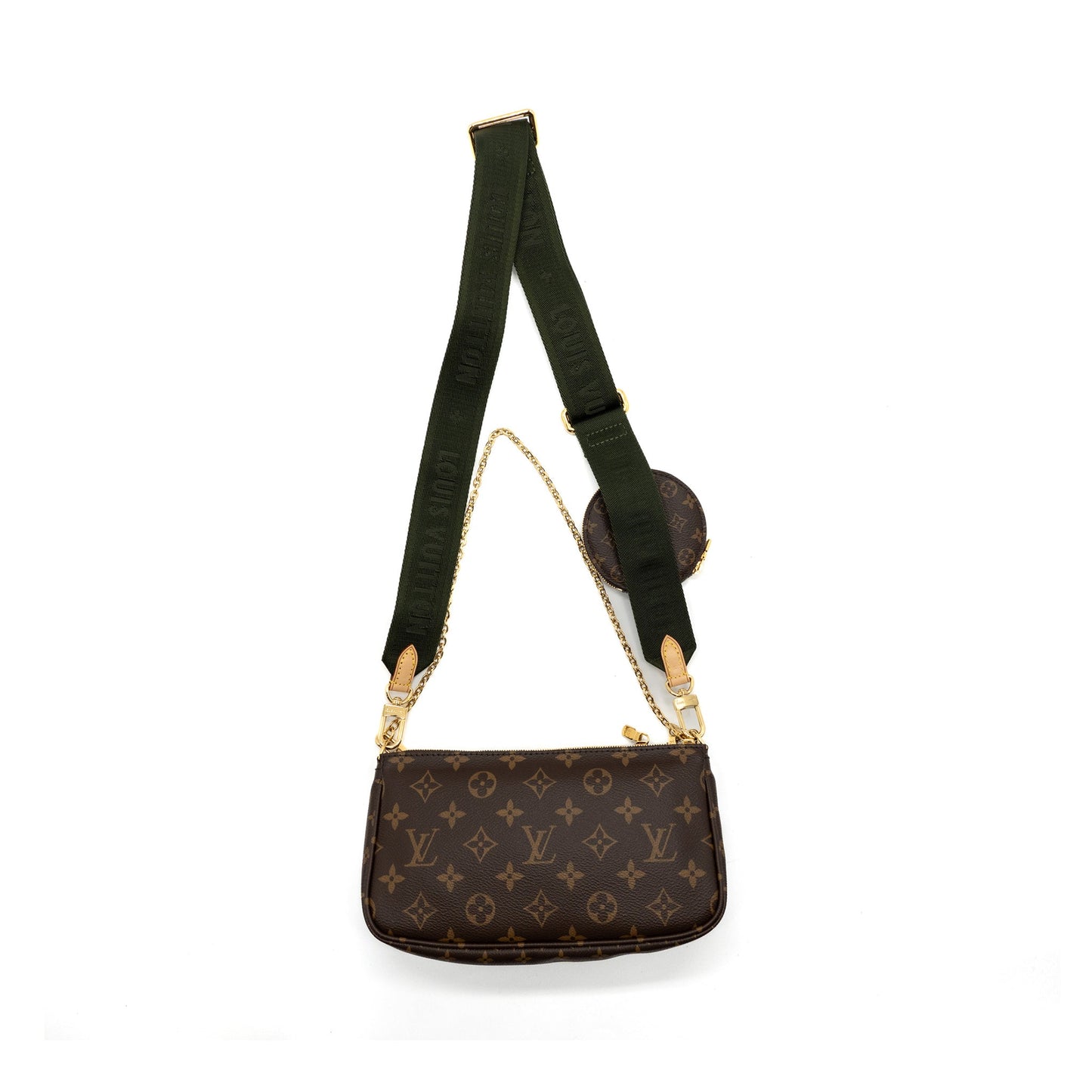 Louis Vuitton Multi Pochette Monogram Canvas Khaki Strap GHW